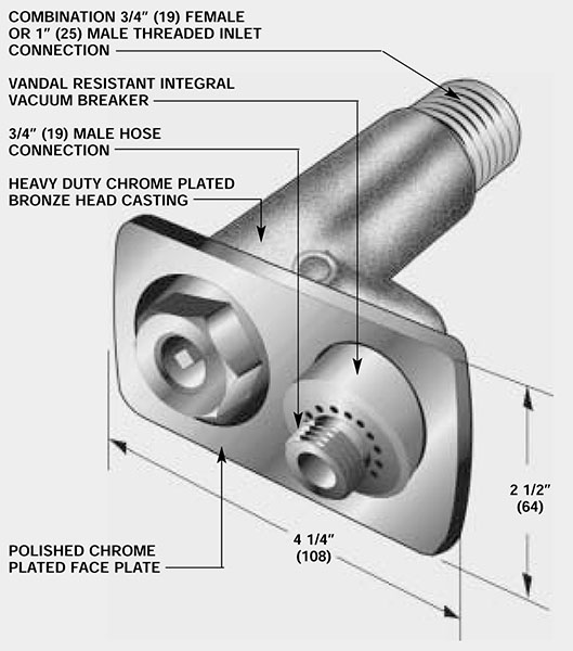 MHY-30-Moderate Climate Exposed Wall Hydrant nickel frost diagram 